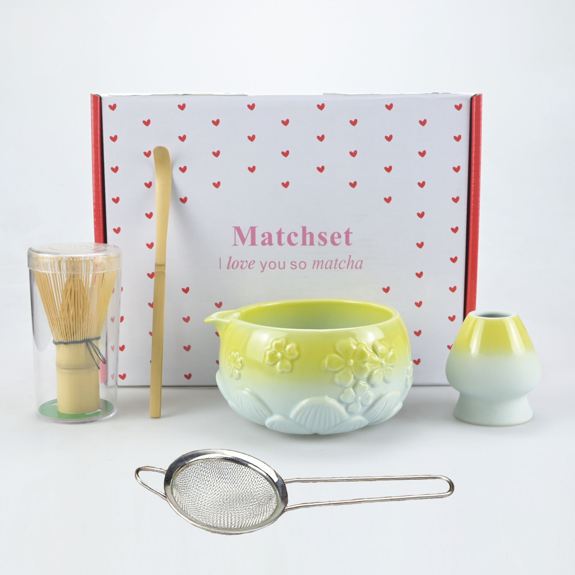 Matcha Bowl Chawan - 5pcs/set of Floral Matcha Tools, including