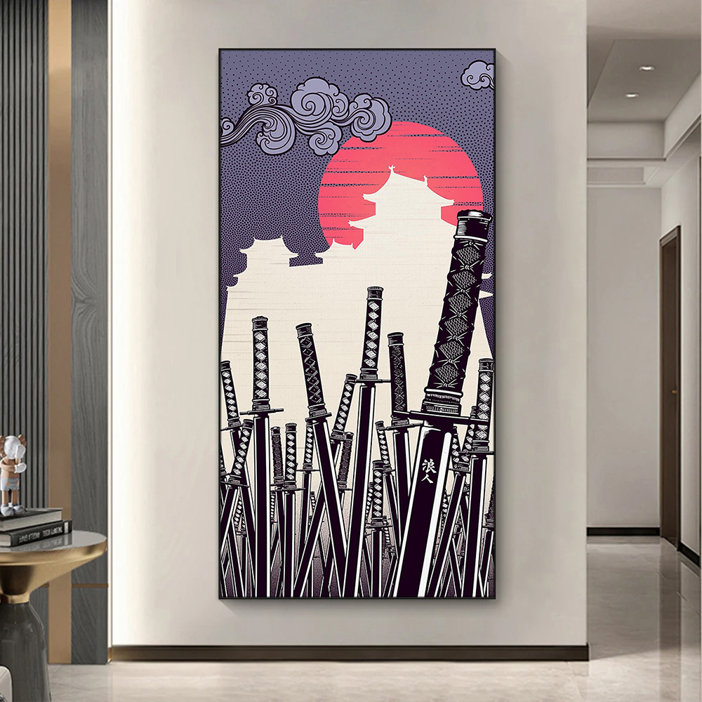Lifestyle Of Japanese - Japanese Katana Canvas Painting Samurai Sword