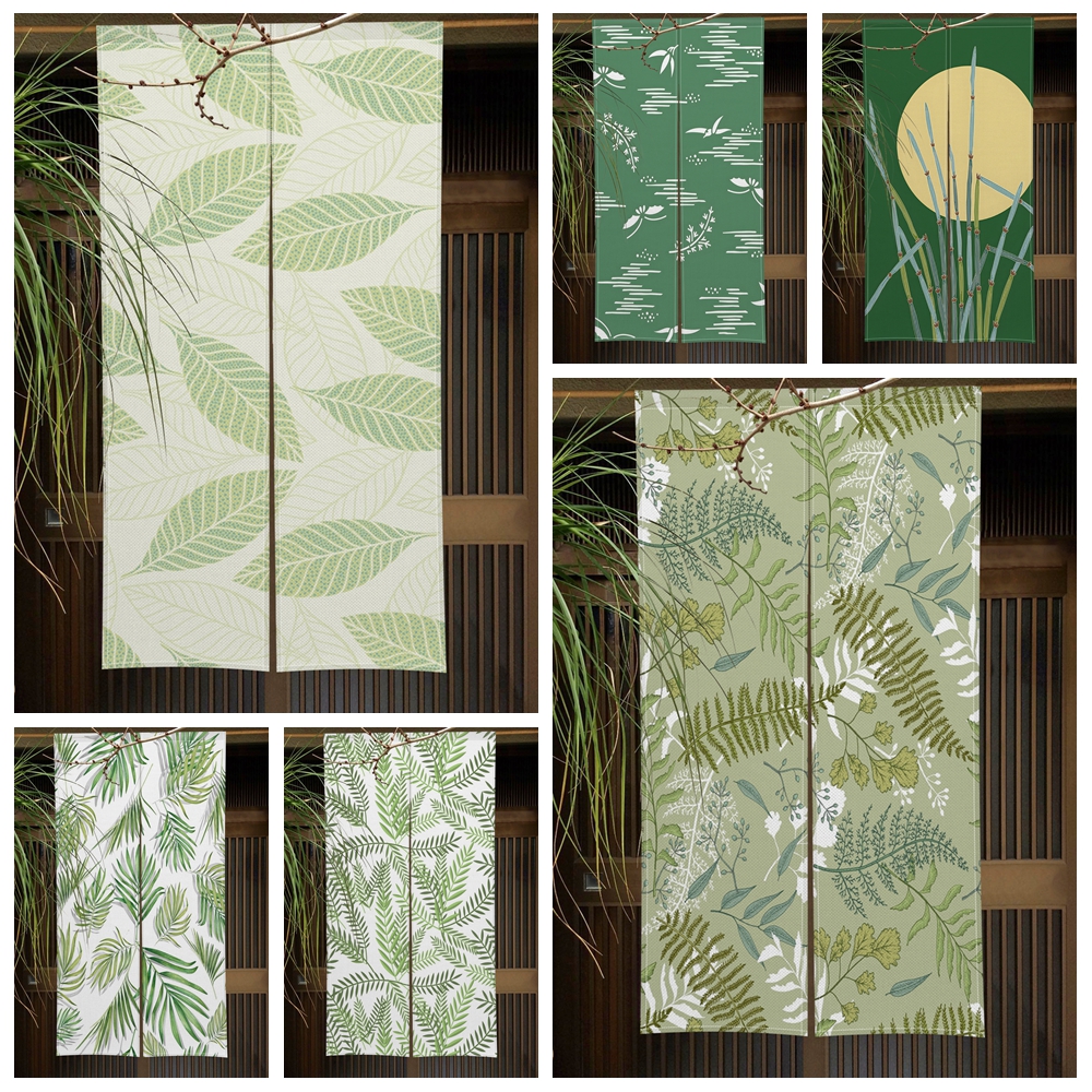 Noren Curtain Doorway - Tropical Plants Leaves Partition Noren Door