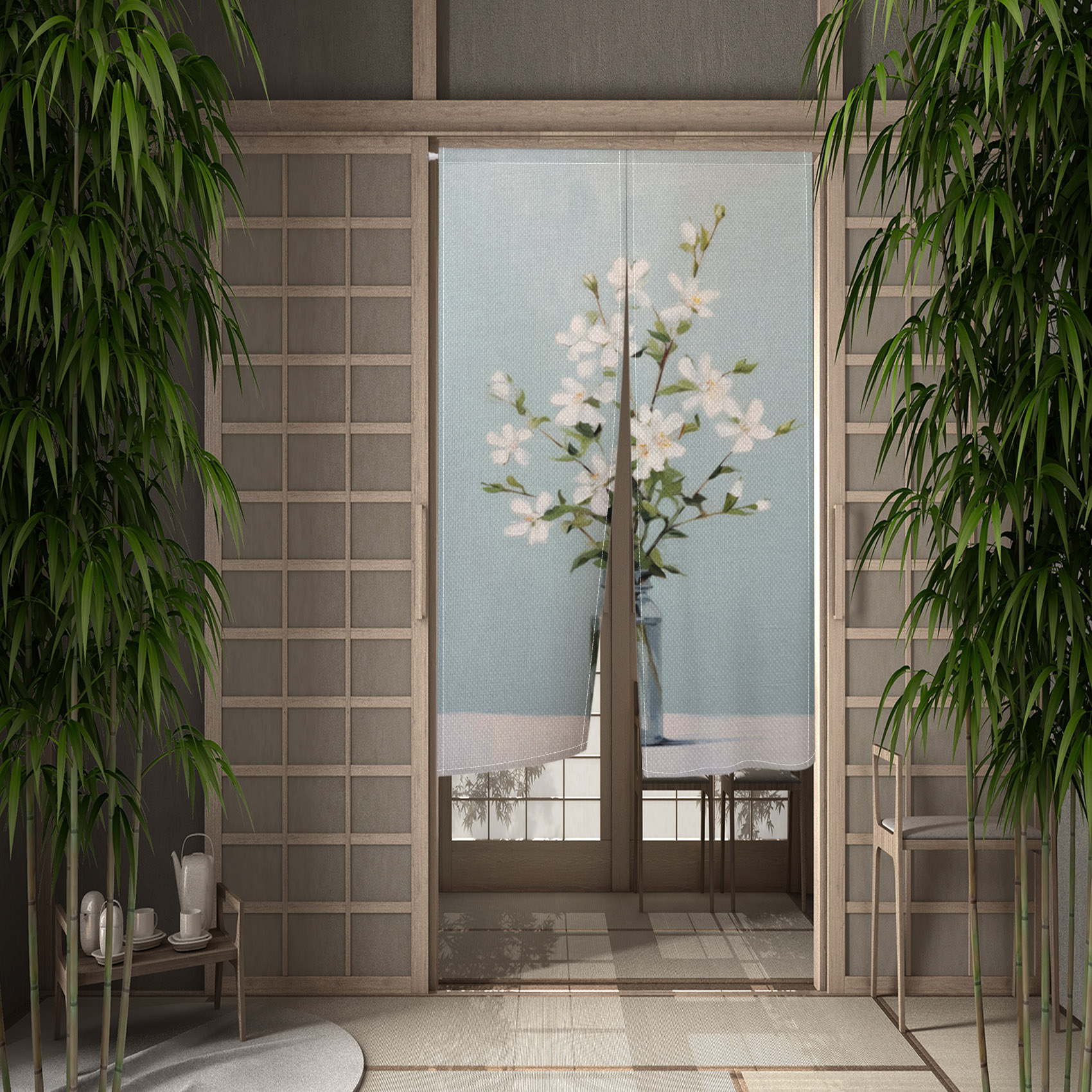 Cherry Blossom Door Curtain Ja - Noren Curtain Doorway บทวิจารณ์และราคา