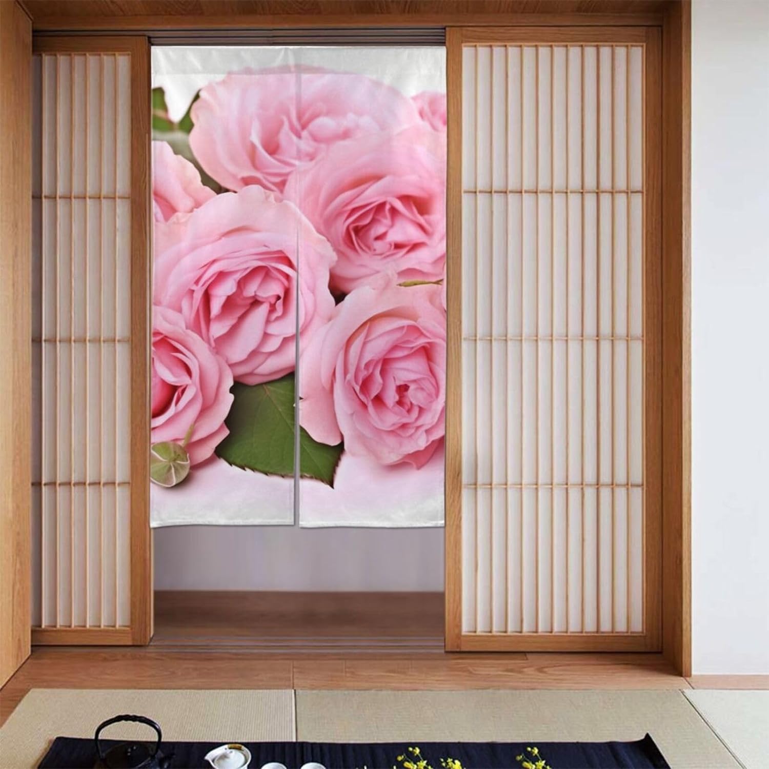 Romantic Rose Print Door Curta - Noren Curtain Doorway บทวิจารณ์และราคา