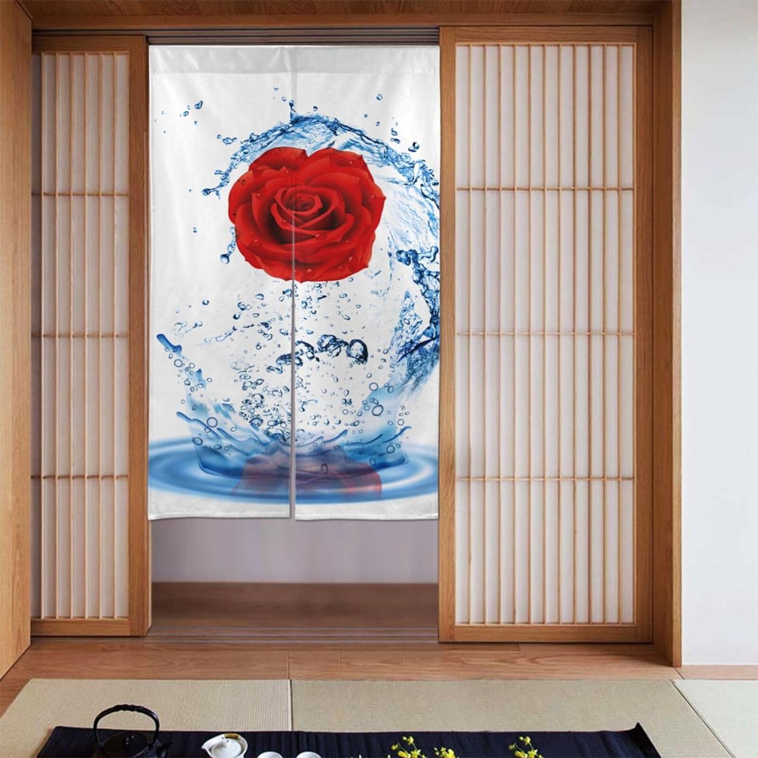 Romantic Rose Print Door Curta - Noren Curtain Doorway บทวิจารณ์และราคา