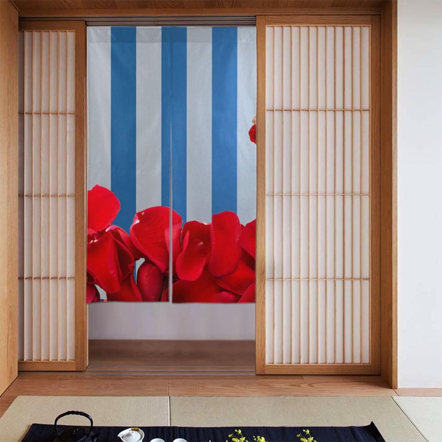 Romantic Rose Print Door Curta - Noren Curtain Doorway บทวิจารณ์และราคา