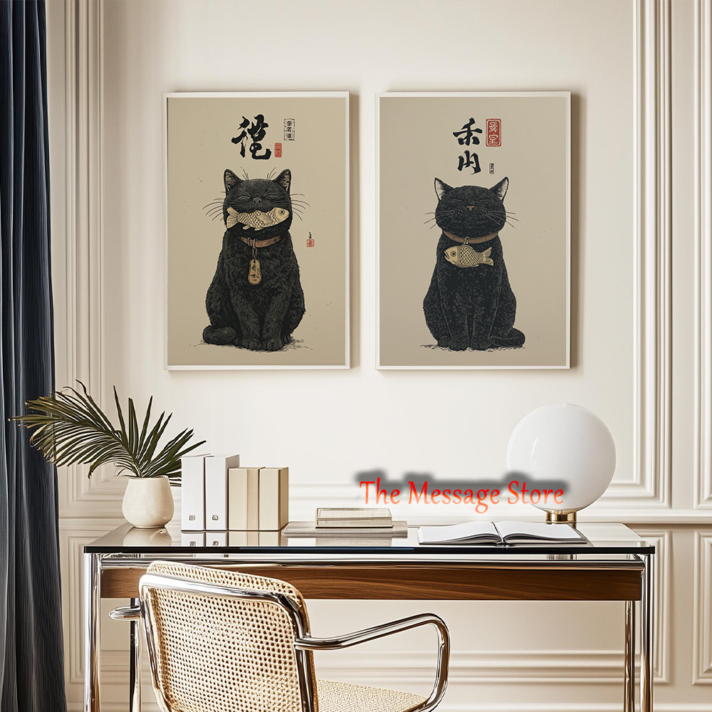 Black Lucky Cat Ukiyo-e Japane - Lifestyle Of Japanese บทวิจารณ์และราคา