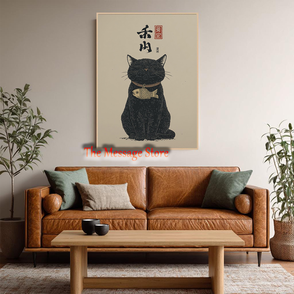 Black Lucky Cat Ukiyo-e Japane - Lifestyle Of Japanese บทวิจารณ์และราคา
