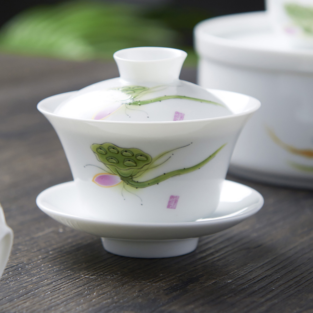 Hand Drawn White China Gaiwan  - Matcha Bowl Chawan บทวิจารณ์และราคา