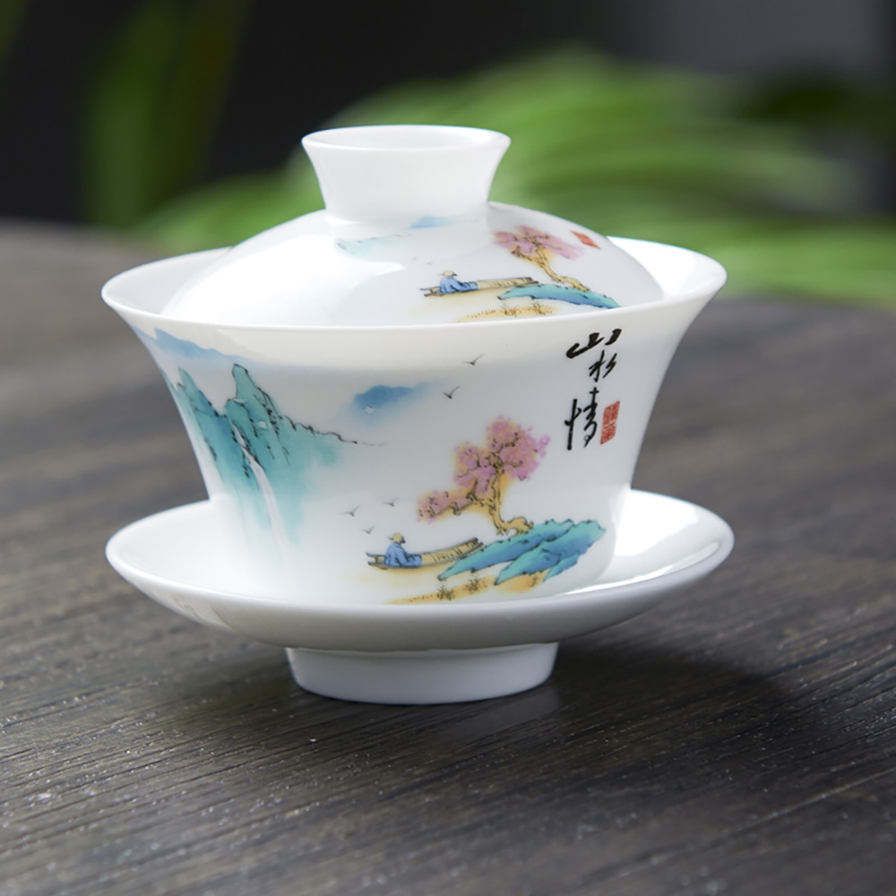 Hand Drawn White China Gaiwan  - Matcha Bowl Chawan บทวิจารณ์และราคา