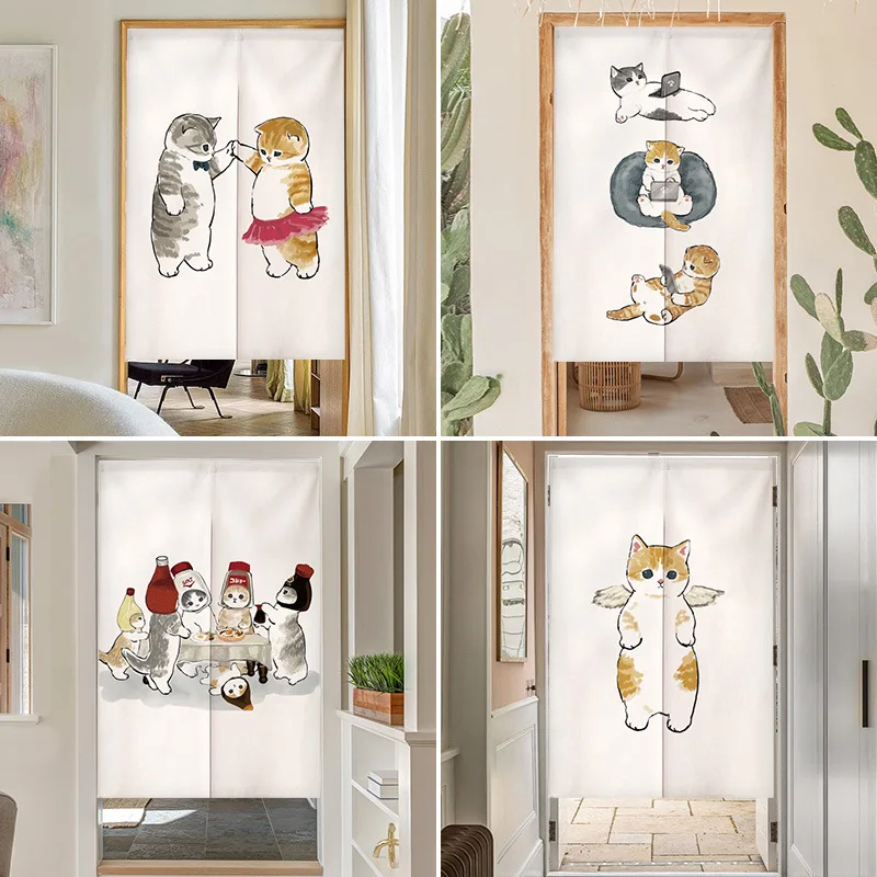 Funny Cat Japanese Door Curtai - Noren Curtain Doorway บทวิจารณ์และราคา