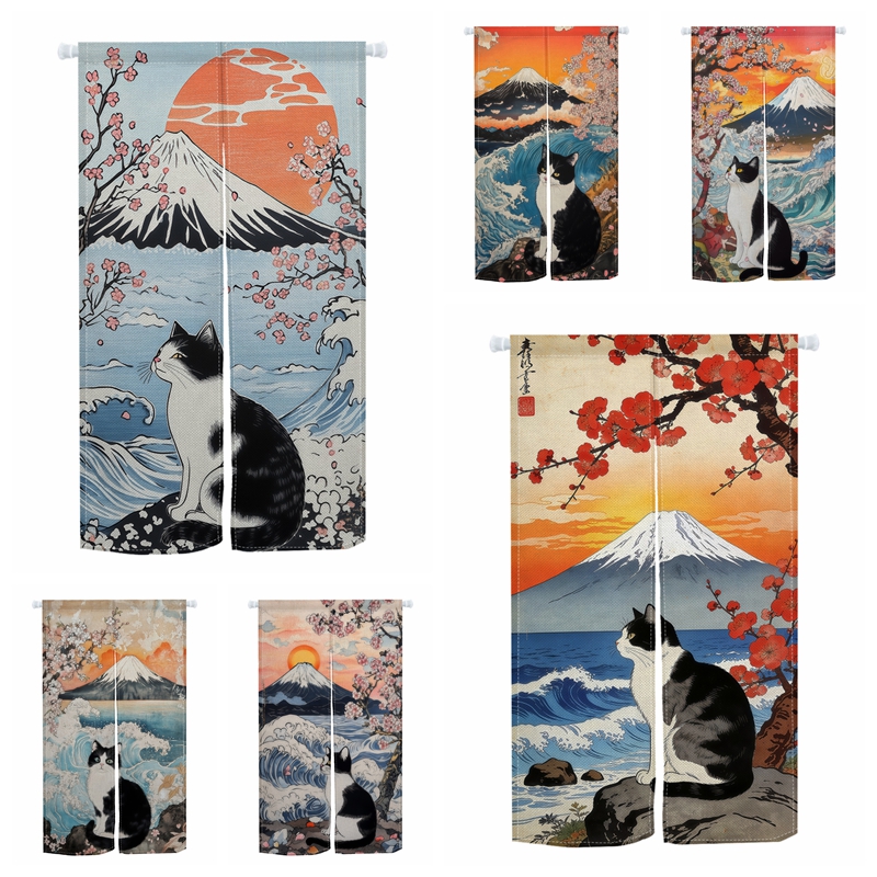 Japanese Ukiyo Noren Door Curt - Noren Curtain Doorway บทวิจารณ์และราคา