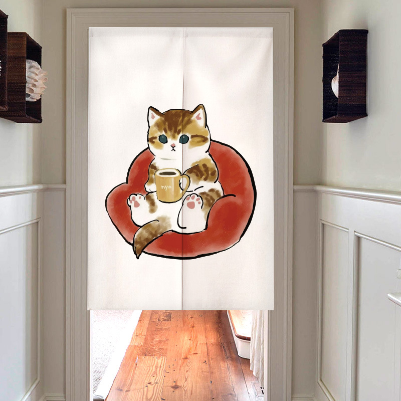 Cartoon animal Cat changing ro - Noren Curtain Doorway บทวิจารณ์และราคา