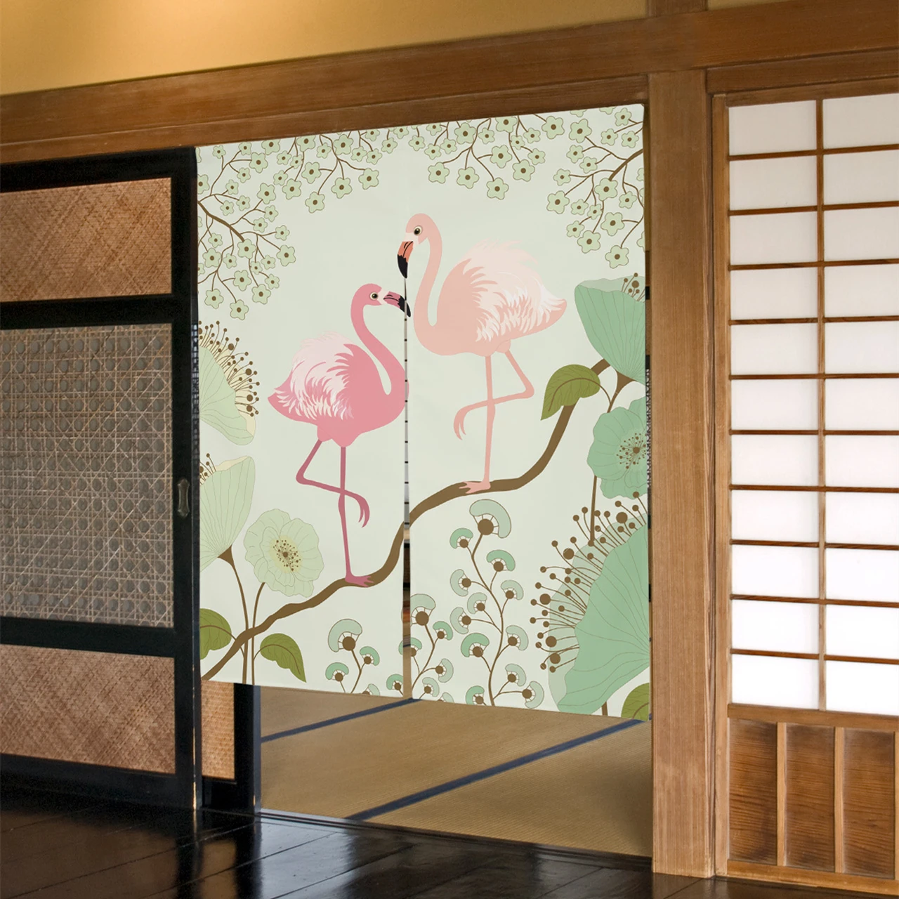 Tropical Flamingo Flower Japan - Noren Curtain Doorway บทวิจารณ์และราคา