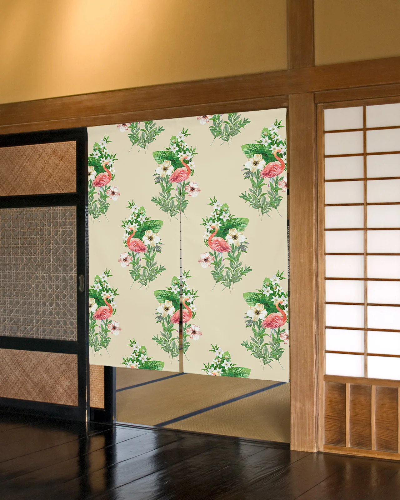 Tropical Flamingo Flower Japan - Noren Curtain Doorway บทวิจารณ์และราคา