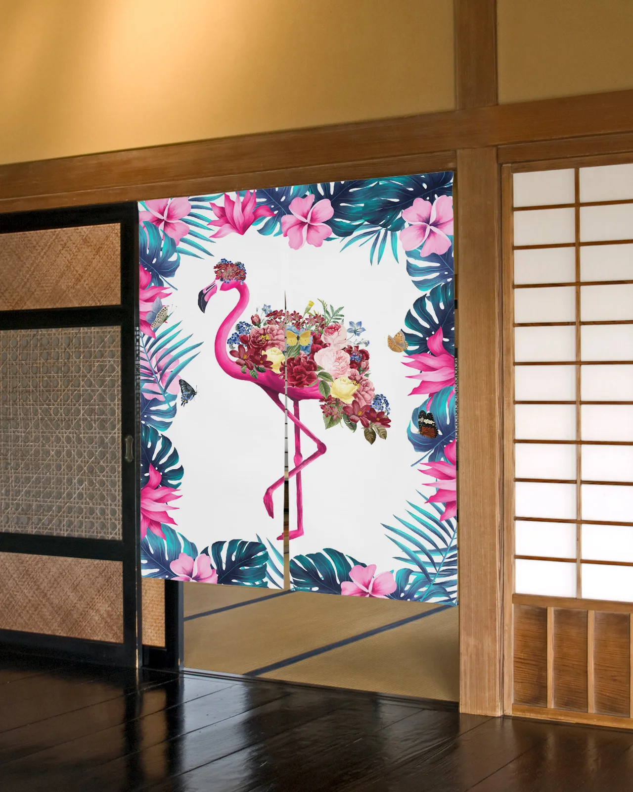 Tropical Flamingo Flower Japan - Noren Curtain Doorway บทวิจารณ์และราคา