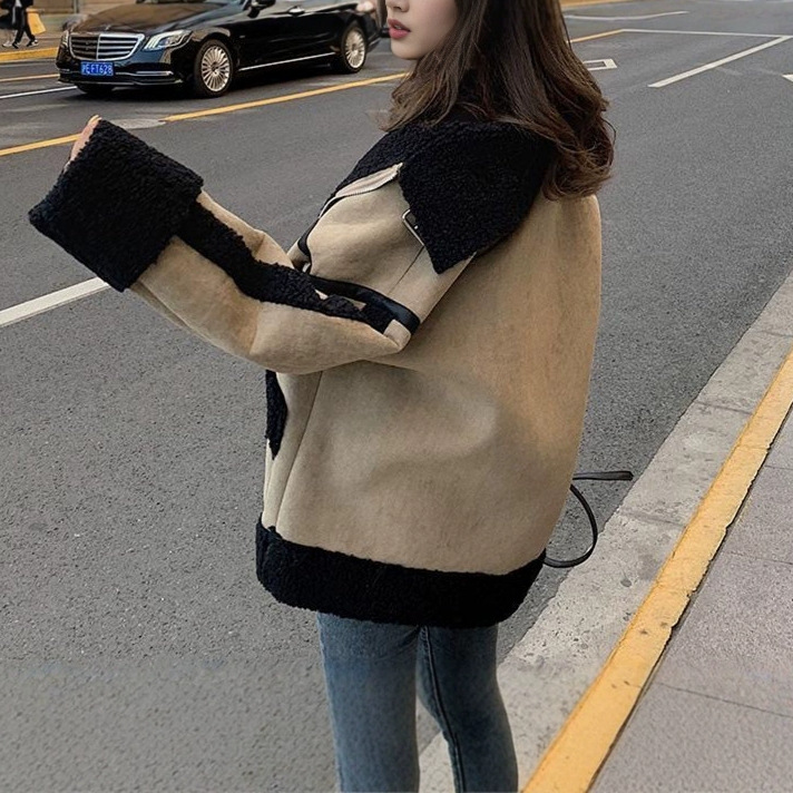 Lamb Wool Jacket Coats Woman K - Japanese Women Lifestyle บทวิจารณ์และราคา