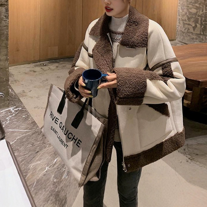 Lamb Wool Jacket Coats Woman K - Japanese Women Lifestyle บทวิจารณ์และราคา