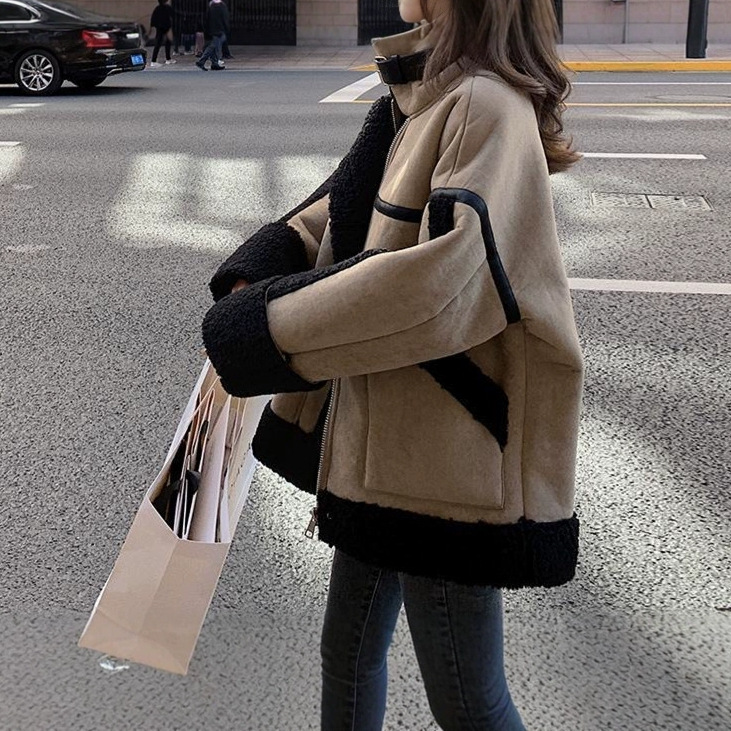 Lamb Wool Jacket Coats Woman K - Japanese Women Lifestyle บทวิจารณ์และราคา