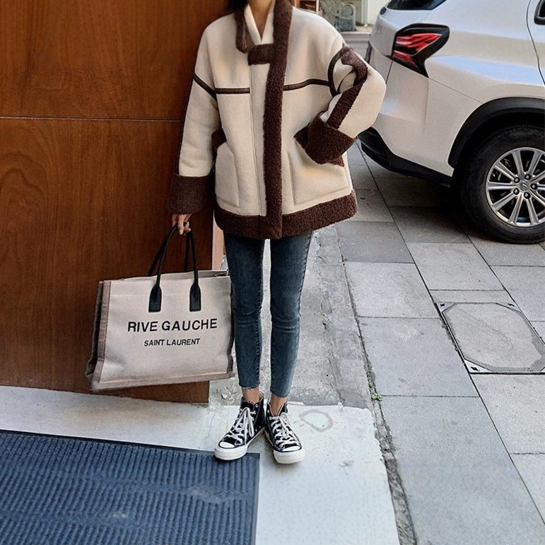 Lamb Wool Jacket Coats Woman K - Japanese Women Lifestyle บทวิจารณ์และราคา