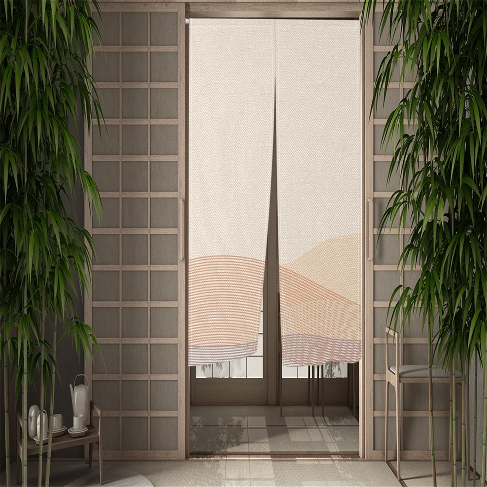 Beige Noren Split Japanese Doo - Noren Curtain Doorway บทวิจารณ์และราคา
