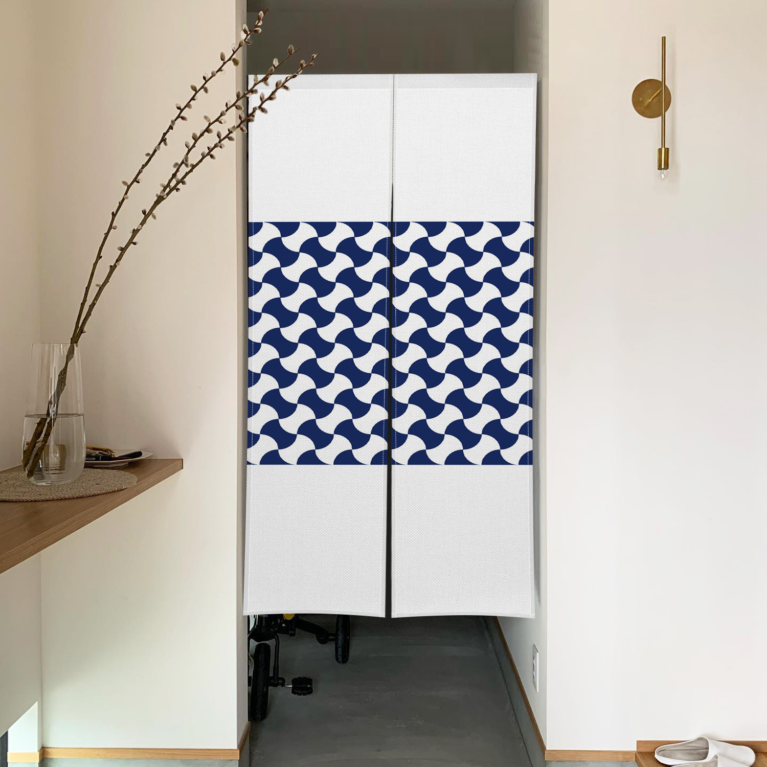 Japanese Linen Noren Blue Whit - Noren Curtain Doorway บทวิจารณ์และราคา