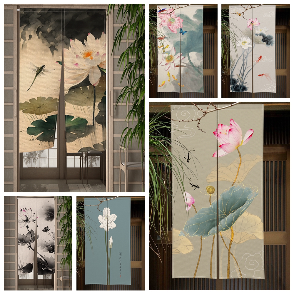 Lotus Plum Blossom Japanese No - Noren Curtain Doorway บทวิจารณ์และราคา