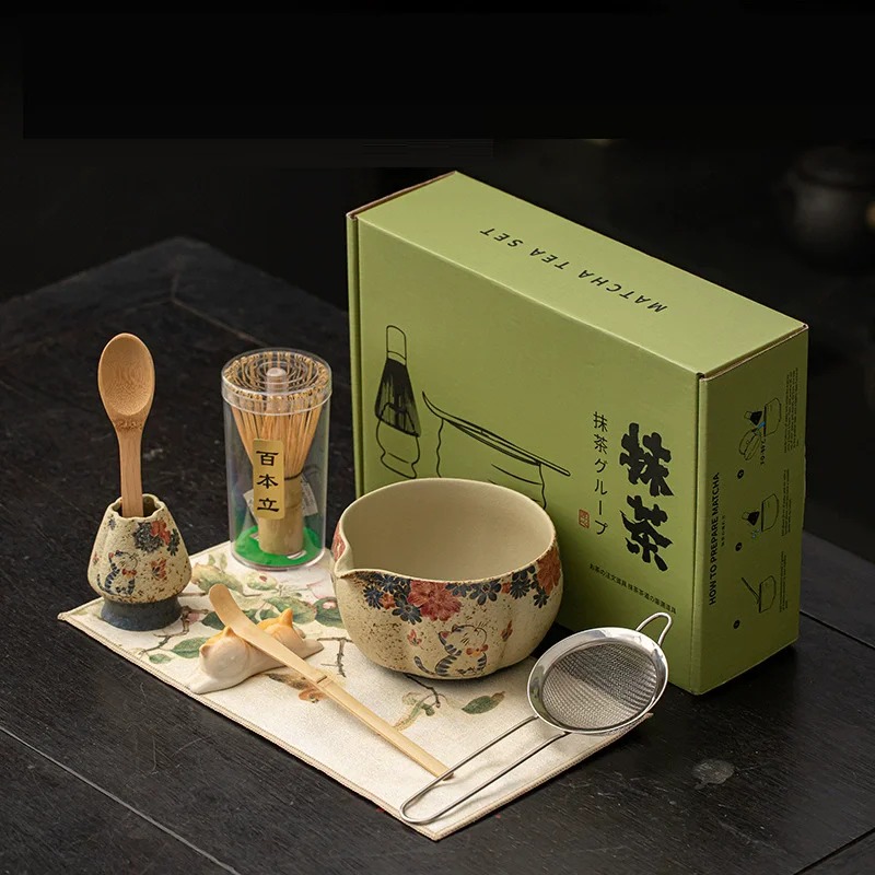 8PCS Japanese Flint red Matcha - Matcha Bowl Chawan บทวิจารณ์และราคา