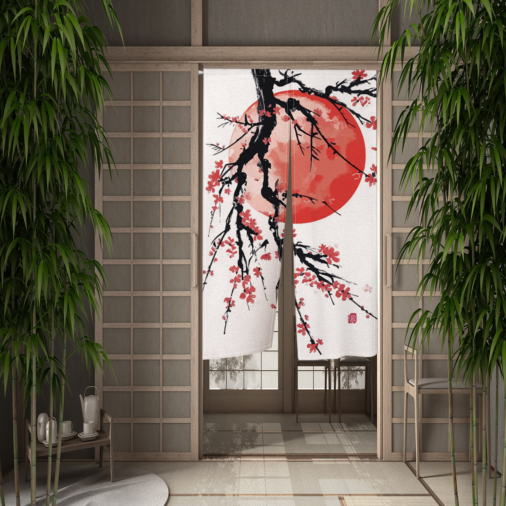Cherry Blossom Door Curtain Ja - Noren Curtain Doorway บทวิจารณ์และราคา