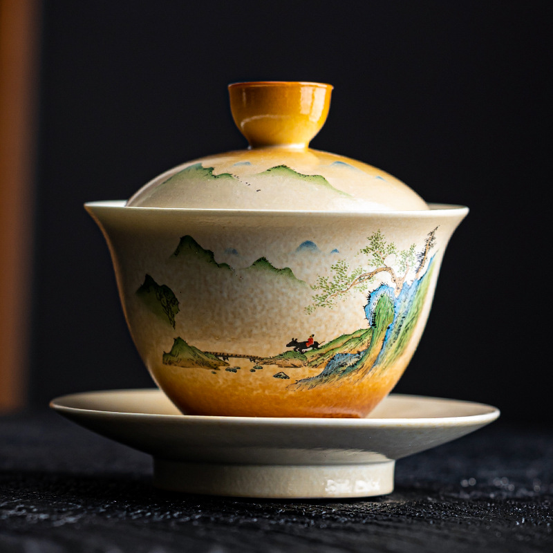 Grass and Wood Ceramic Gaiwan, - Matcha Bowl Chawan บทวิจารณ์และราคา